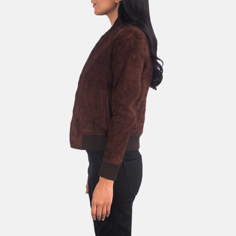 Womens Bliss Brown Suede Bomber Jacket7-9-1623147599409